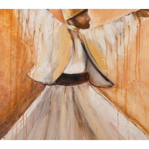 Semazen Derviş Figürlü Yağlı Boya Tablo 100x100 cm