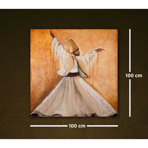 Semazen Derviş Figürlü Yağlı Boya Tablo 100x100 cm