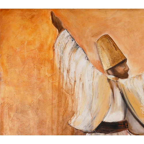 Semazen Derviş Figürlü Yağlı Boya Tablo 100x100 cm