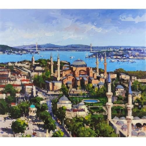 Sultanahmet Meydanı ve Aya Sofya Yağlı Boya Tablo 70x100 cm