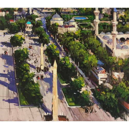 Sultanahmet Meydanı ve Aya Sofya Yağlı Boya Tablo 70x100 cm