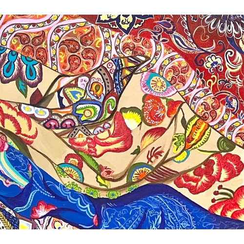 Türk Çini Desenli Etnik Kanvas Tablo 65x71 cm