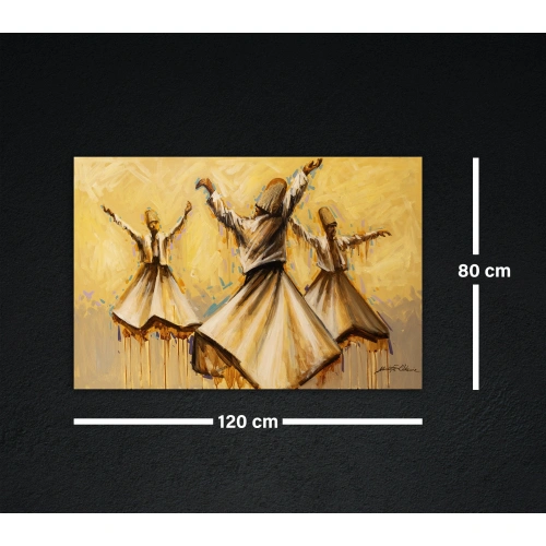 Üç Semazen Kanvas Tablo 80x120cm
