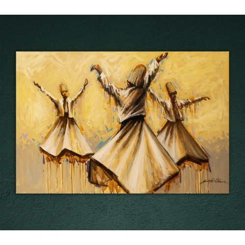Üç Semazen Kanvas Tablo 80x120cm
