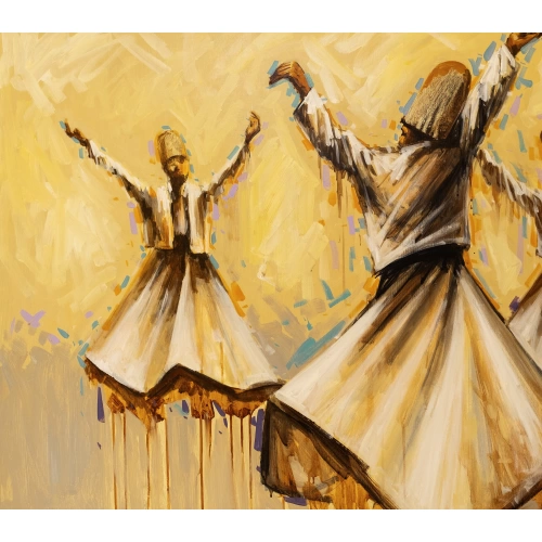 Üç Semazen Kanvas Tablo 80x120cm