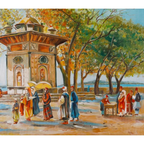 Üsküdar Çeşmesi Eski İstanbul Yağlı Boya 50x60 cm