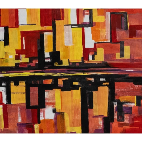 Yansımalar Yağlı Boya Modern Tablo Kırmzı 80x140 cm