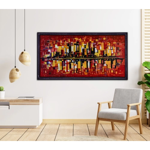 Yansımalar Yağlı Boya Modern Tablo Kırmzı 80x140 cm