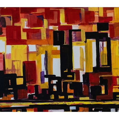 Yansımalar Yağlı Boya Modern Tablo Kırmzı 80x140 cm