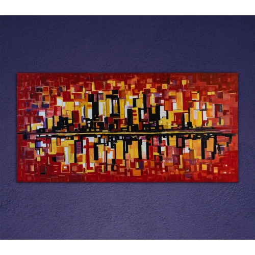 Yansımalar Yağlı Boya Modern Tablo Kırmzı 80x140 cm