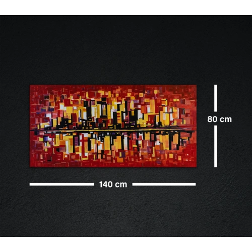 Yansımalar Yağlı Boya Modern Tablo Kırmzı 80x140 cm