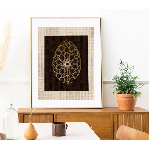 Yıldız Motifli Kabe Kapısı Yaprak Sanatı 36x42 cm