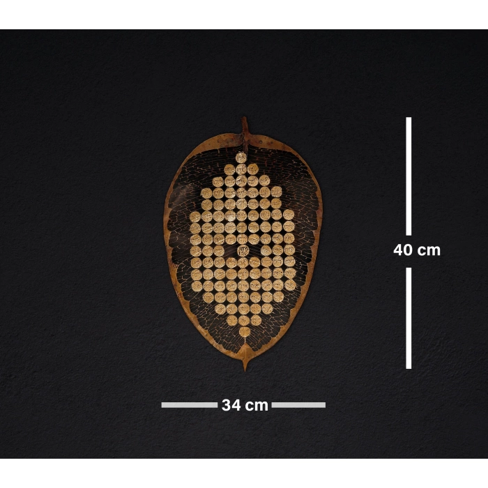 Altın Varaklı Esma Ül Hüsna Yaprak Oyma Sanatı 34x40 cm