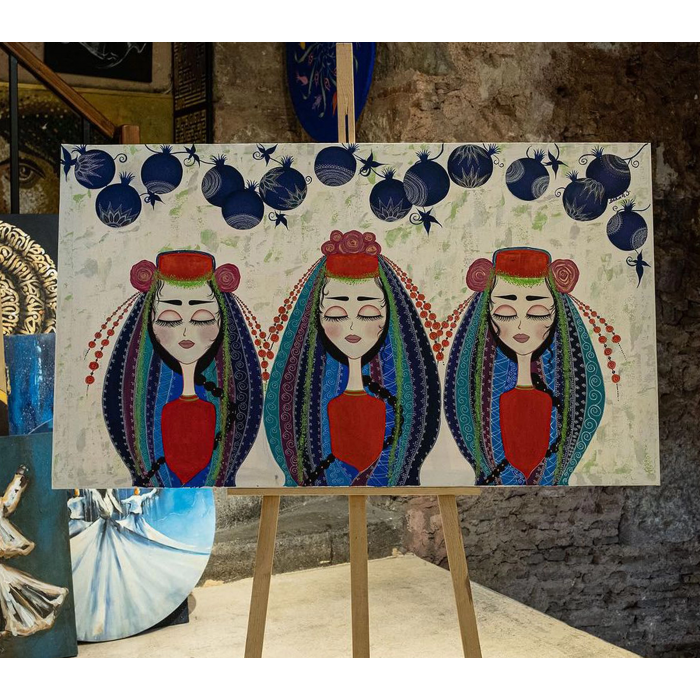 Ethnic Wall Decor Depicting the Portraits of Three Nomad Women