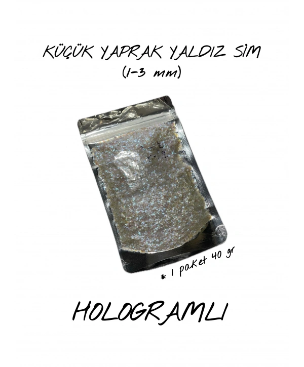 HOLOGRAMLI İRİ YAPRAK YALDIZ SİM (3-5 mm) 40 gr