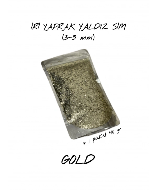 GOLD İRİ YAPRAK YALDIZ SİM (3-5 mm) 40 gr