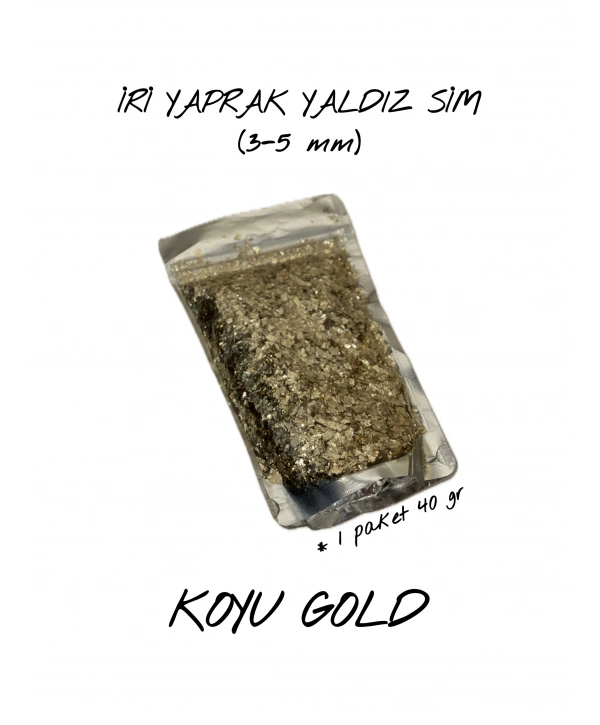 KOYU GOLD İRİ YAPRAK YALDIZ SİM (3-5 mm) 40 gr