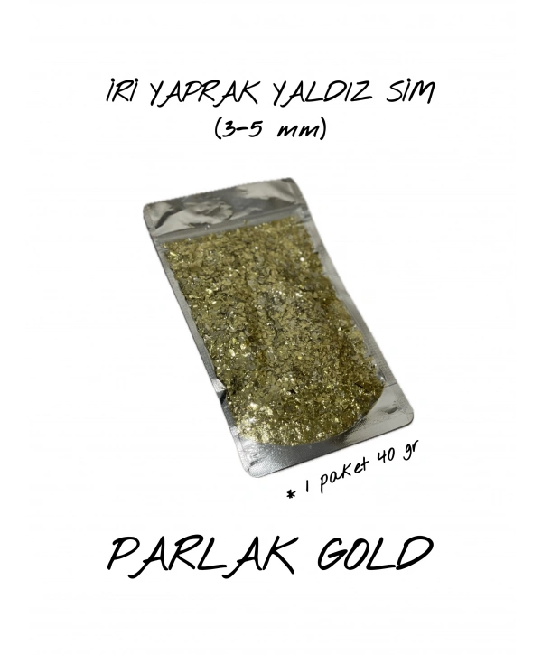 PARLAK GOLD İRİ YAPRAK YALDIZ SİM (3-5 mm) 40 gr