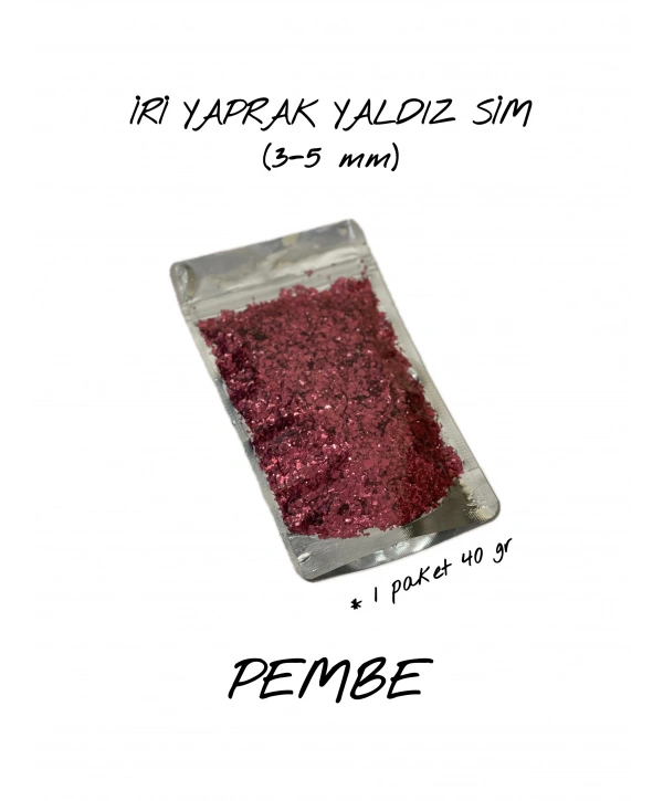 PEMBE İRİ YAPRAK YALDIZ SİM (3-5 mm) 40 gr