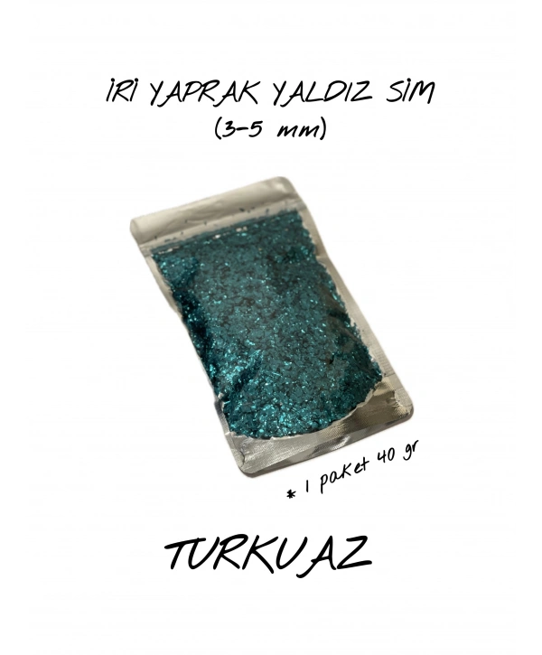 TURKUAZ İRİ YAPRAK YALDIZ SİM (3-5 mm) 40 gr