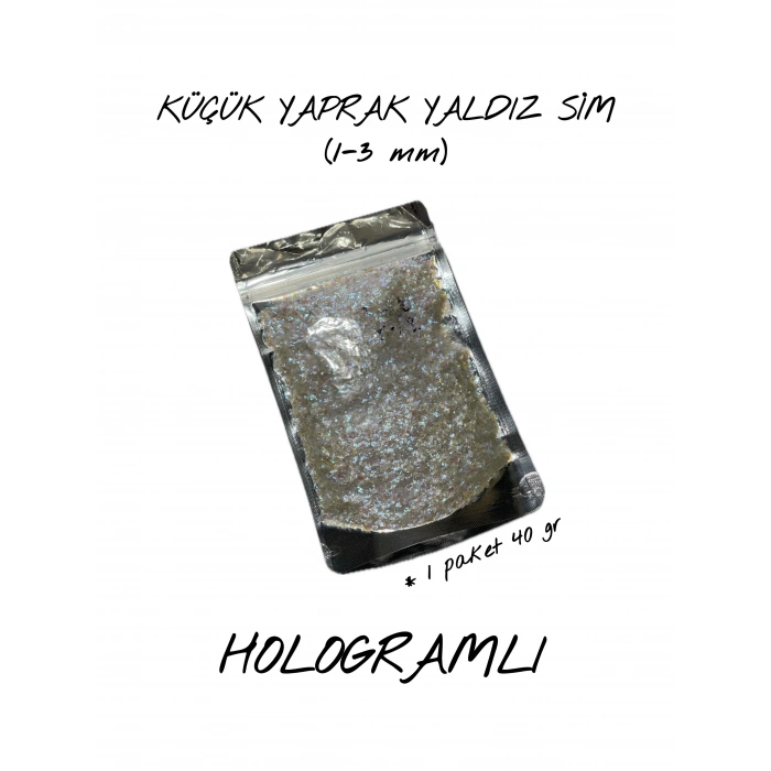 HOLOGRAMLI İRİ YAPRAK YALDIZ SİM (3-5 mm) 40 gr