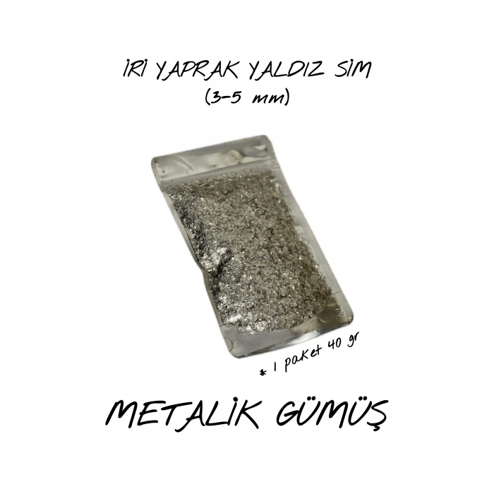 METALİK GÜMÜŞ İRİ YAPRAK YALDIZ SİM (3-5 mm) 40 gr