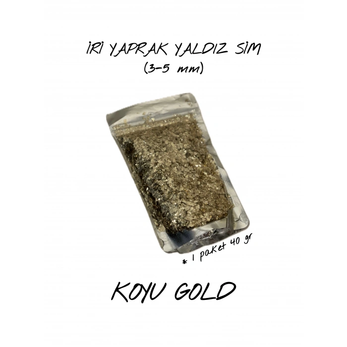 KOYU GOLD İRİ YAPRAK YALDIZ SİM (3-5 mm) 40 gr
