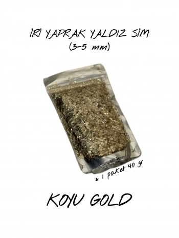 KOYU GOLD İRİ YAPRAK YALDIZ SİM (3-5 mm) 40 gr