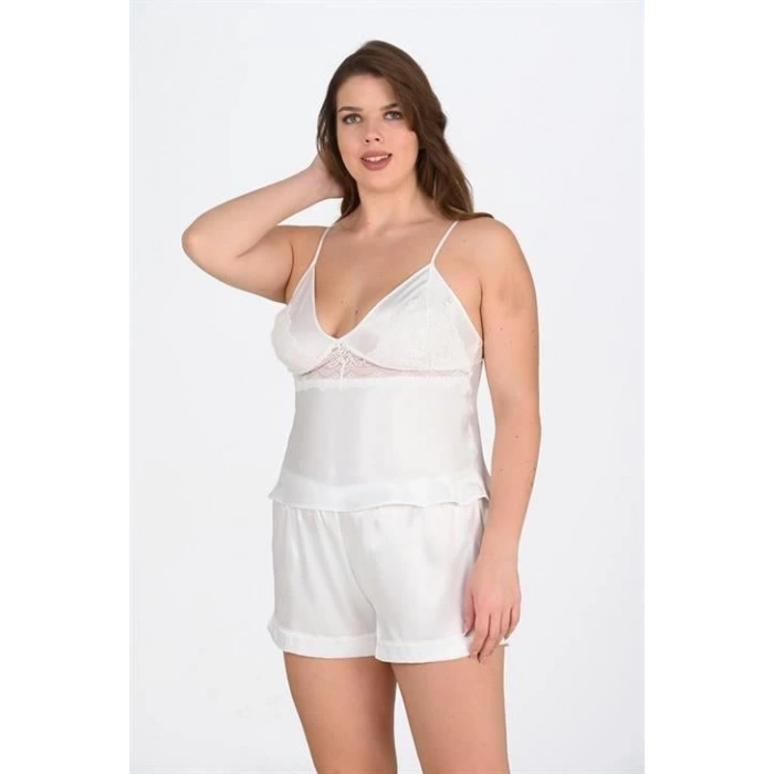 Arias Closet Büyük Beden Ekru Şort Takımı