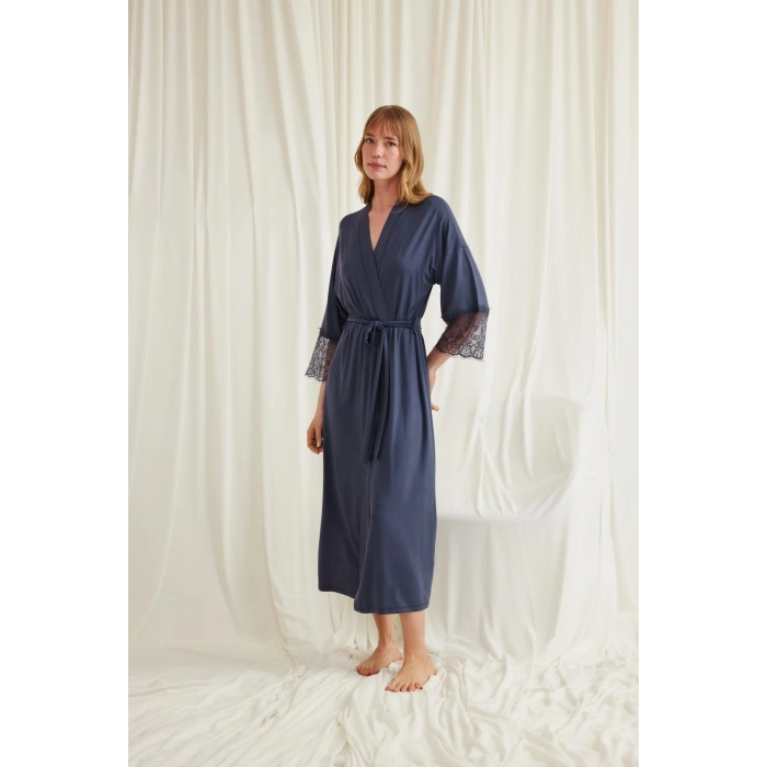 Arias Closet Dantelli ve Kuşaklı Sabahlık