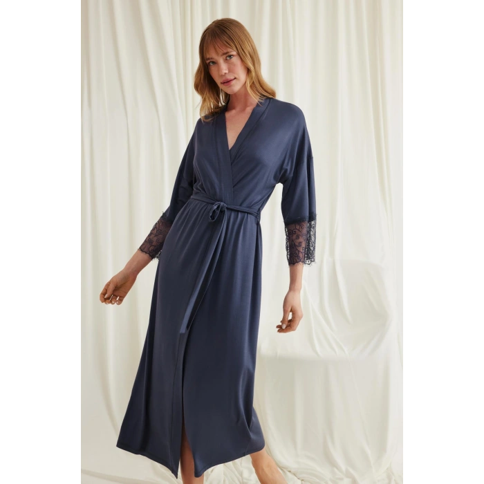 Arias Closet Dantelli ve Kuşaklı Sabahlık