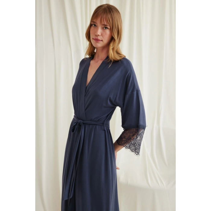 Arias Closet Dantelli ve Kuşaklı Sabahlık