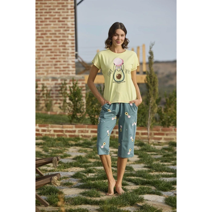 Arias Closet Desenli ve Baskılı Yoga Sport Kapri Takımı