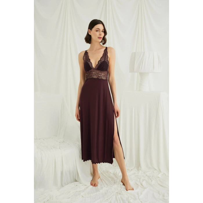 Arias Closet Göğüs ve Sırt Dekolteli Dantelli Sabahlık Takımı