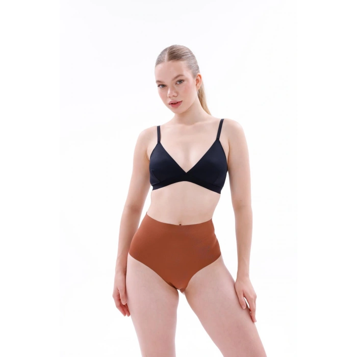 Arias Closet Kahverengi MI EMAY 2704 Lazer Kesim Yüksek Bel Hayalet Külot