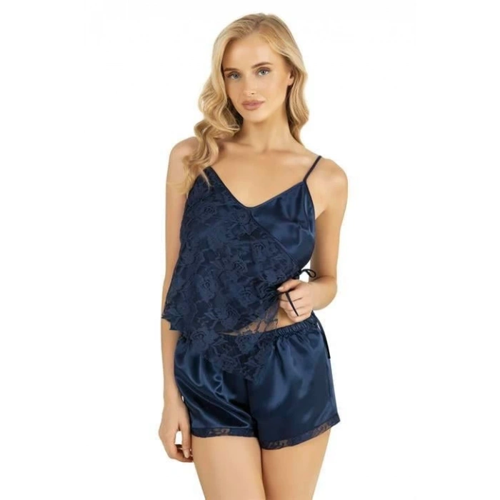 Arias Closet Lacivert Saten Şort Takımı 9204