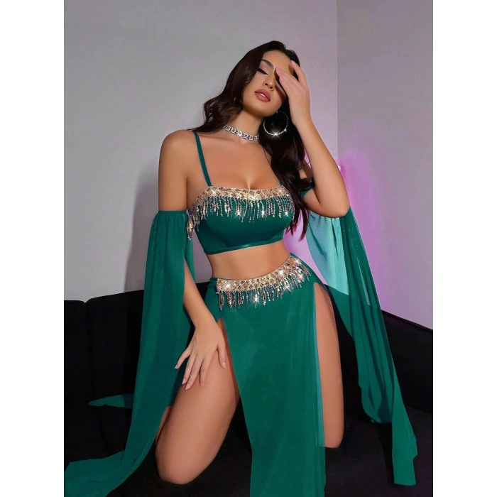 Arias Closet Özel Tasarım Yeşil Dansöz Kostümü