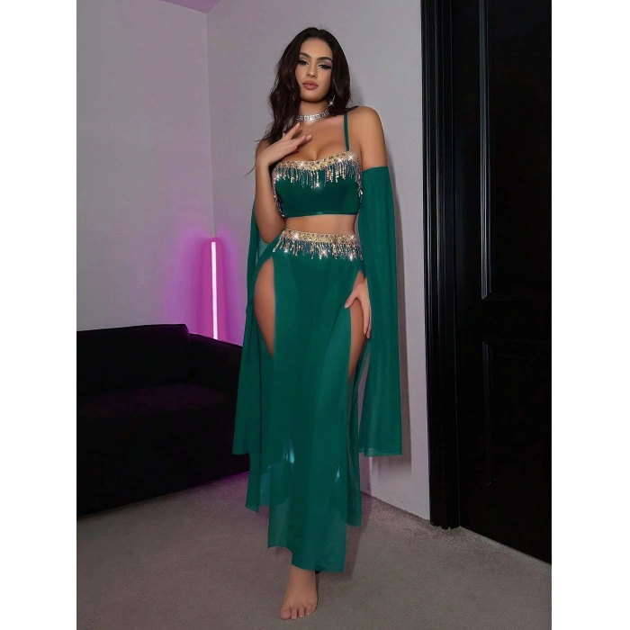 Arias Closet Özel Tasarım Yeşil Dansöz Kostümü