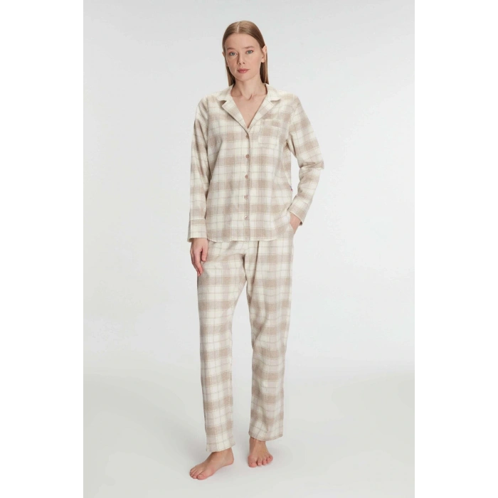 Arias Closet Pamuklu Uzun Kol Gömlek Pantolon Pijama Takımı