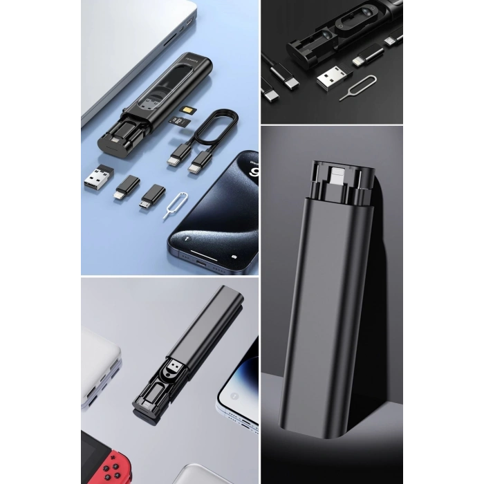 Cep Tipi 60W Bas Aç Type-C,İphone Şarj,Micro USB Hızlı Şarj Data Kablo Seti