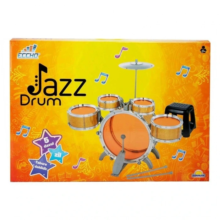 CEYLAN ADAM 1080080 Sunman Eccho, Davul Set - Jazz Drum / 5 adet Davul, Zil ve Tabure / +3 yaş