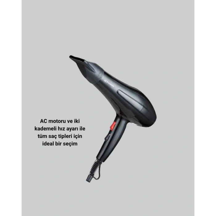 CEYLAN ADAM 2200W Fön Makinesi – Profesyonel AC Motor, Soğuk ve Sıcak Üfleme
