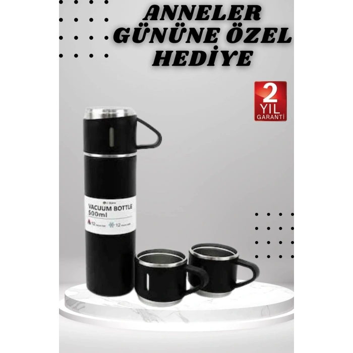 CEYLAN ADAM 3 Bardaklı Termos Seti Anneler Gününe Özel Hediye Taşınabilir Sızdırmaz Isı Koruyucu