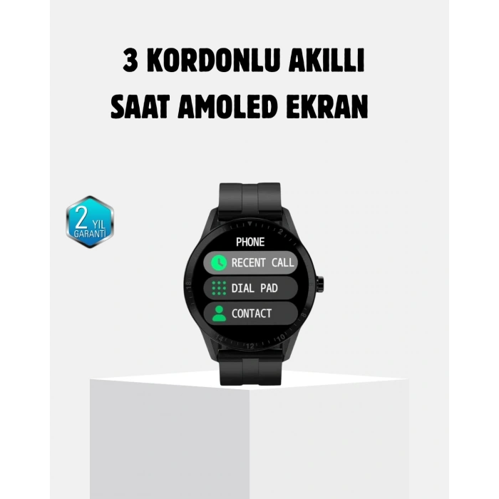 CEYLAN ADAM 3 Kordonlu AMOLED Akıllı Saat – Sağlık Takipli