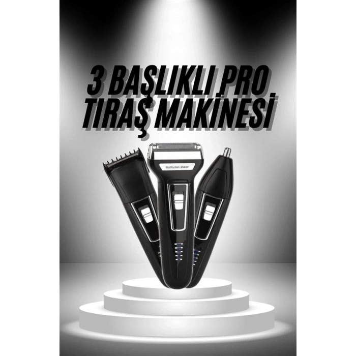 CEYLAN ADAM 3lü Set Saç Sakal Kesme Traş Makinesi Burun Kılı Alma Tıraş Makinesi