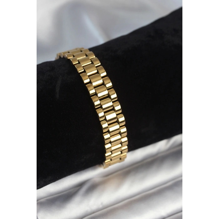 CEYLAN ADAM 316L Çelik Gold Renk 12 mm Kalınlık Erkek Bileklik