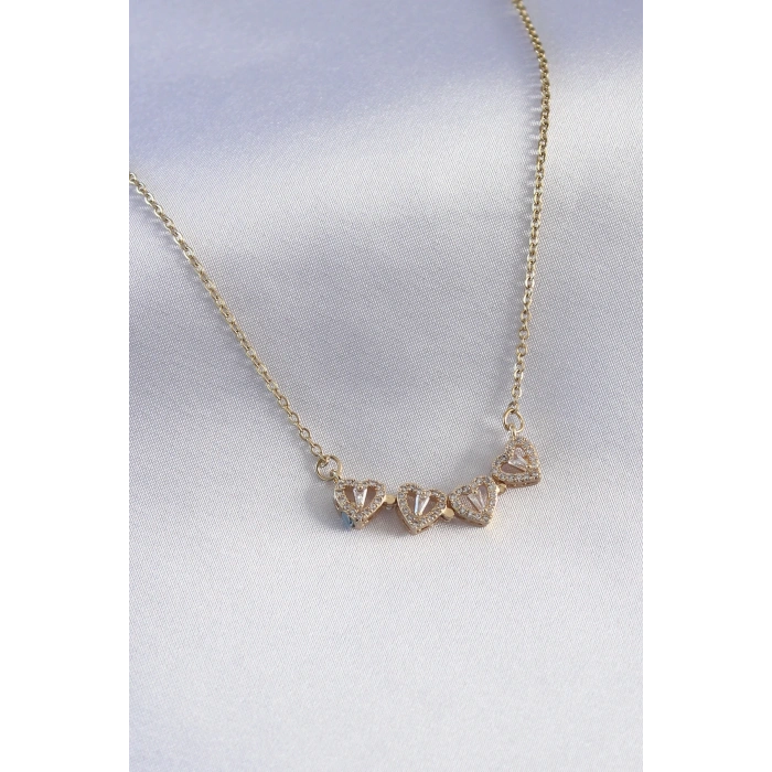 CEYLAN ADAM 316L Çelik Gold Renk Açılır Zirkon Taşlı Yonca Model Kadın Kolye