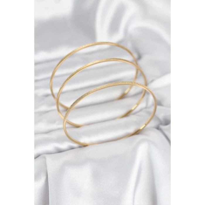 CEYLAN ADAM 316L Çelik Gold Renk Simli Model Ajda 65 mm Kadın Bileklik