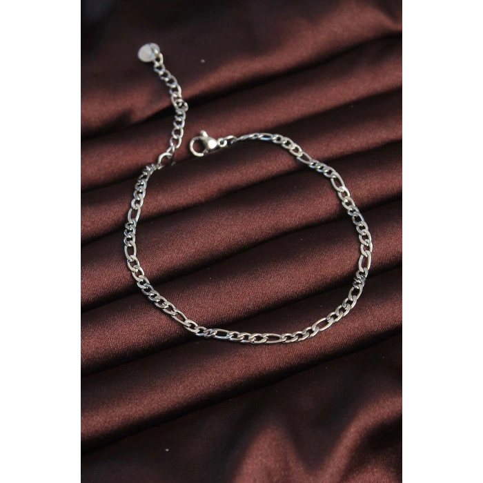 CEYLAN ADAM 316L Çelik Gümüş Renk Kuş Gözü Erkek Zincir Bileklik