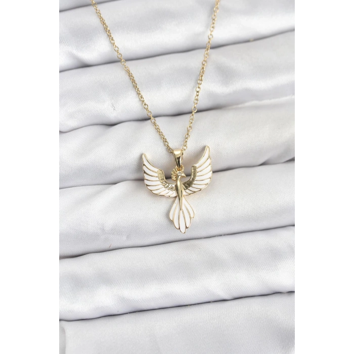 CEYLAN ADAM 316L Çelik Zincir Gold Renk Anka Kuşu Model Kadın Kolye